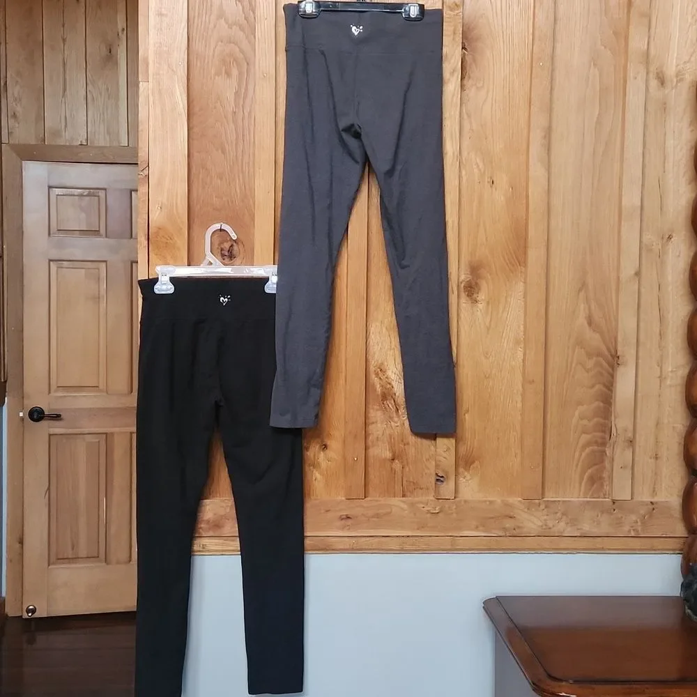 Justice Activewear Full Length Stretch Leggings Bundle, Large, Black & Grey